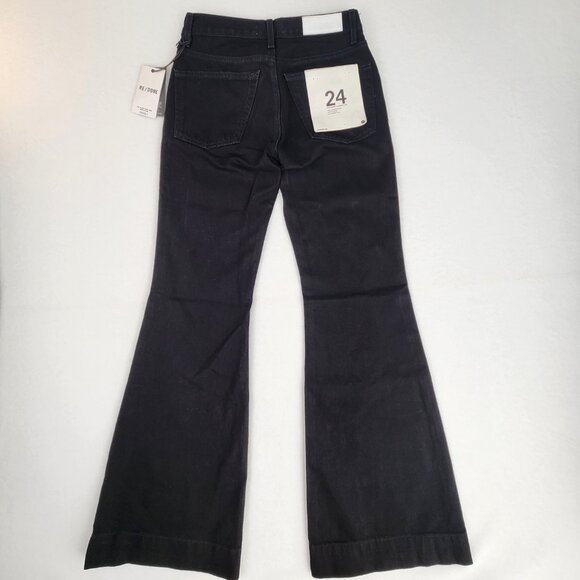Re/Done Women's Originals 70s Low Rise Bell Bottom Jeans Size 24 Black New - Picture 4 of 12